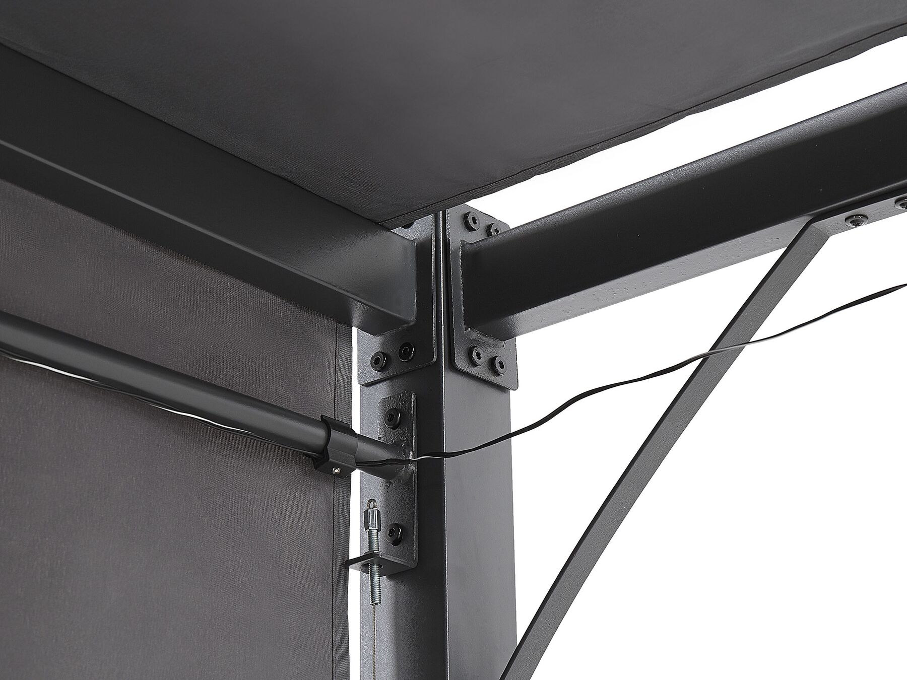 Pergola LuxeShine | Odporna na UV | Z regulowanym zadaszeniem | Lampa LED na energię słoneczną
